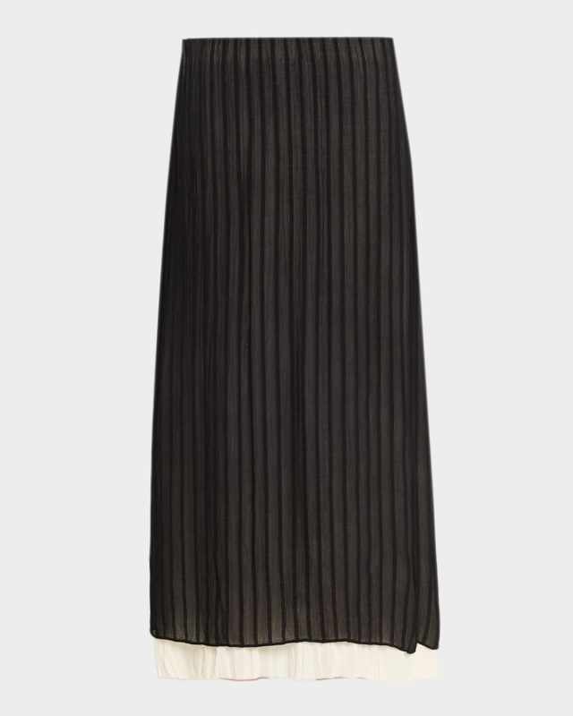 Layered Pleated Midi Skirt